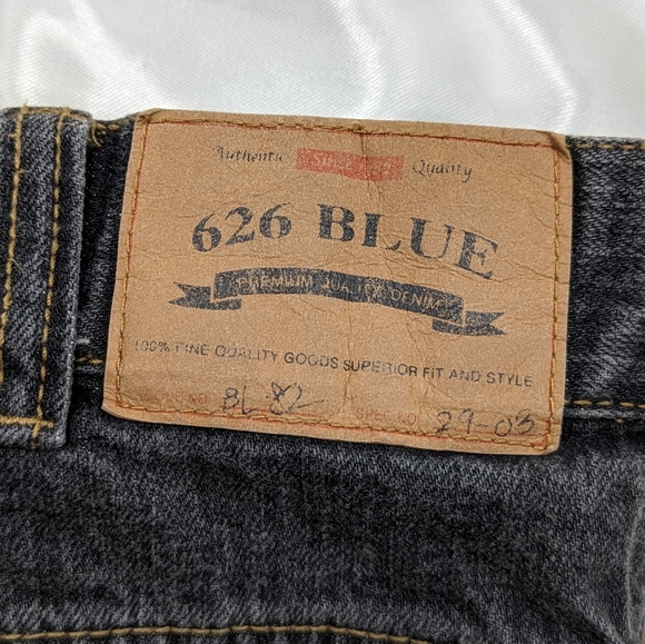 626 Blue Men's US 44x32 Big & Tall Dark Gray Premium Vintage Y2K Denim Jeans - Picture 3 of 9